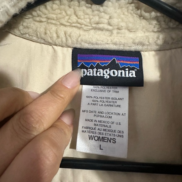 Patagonia Retro-X Dark Natural Ivory Beige Full Zip Fleece Coat Women's Sizes L - Picture 4 of 4